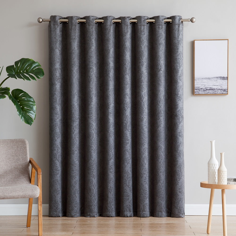 WARM HOME DESIGNS 1 Extra-Large Panel of Textured Patio Door Curtains. Insulated Blackout Sliding Door or Room Divider Drape with Embossed Damask Pattern.