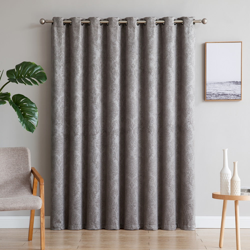 WARM HOME DESIGNS 1 Extra-Large Panel of Textured Patio Door Curtains. Insulated Blackout Sliding Door or Room Divider Drape with Embossed Damask Pattern.