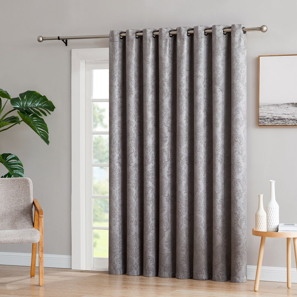 WARM HOME DESIGNS 1 Extra-Large Panel of Textured Patio Door Curtains. Insulated Blackout Sliding Door or Room Divider Drape with Embossed Damask Pattern.