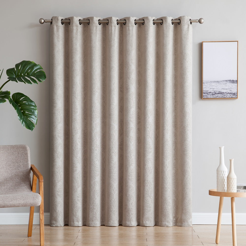 WARM HOME DESIGNS 1 Extra-Large Panel of Textured Patio Door Curtains. Insulated Blackout Sliding Door or Room Divider Drape with Embossed Damask Pattern.