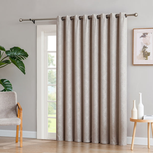 WARM HOME DESIGNS 1 Extra-Large Panel of Textured Patio Door Curtains. Insulated Blackout Sliding Door or Room Divider Drape with Embossed Damask Pattern.