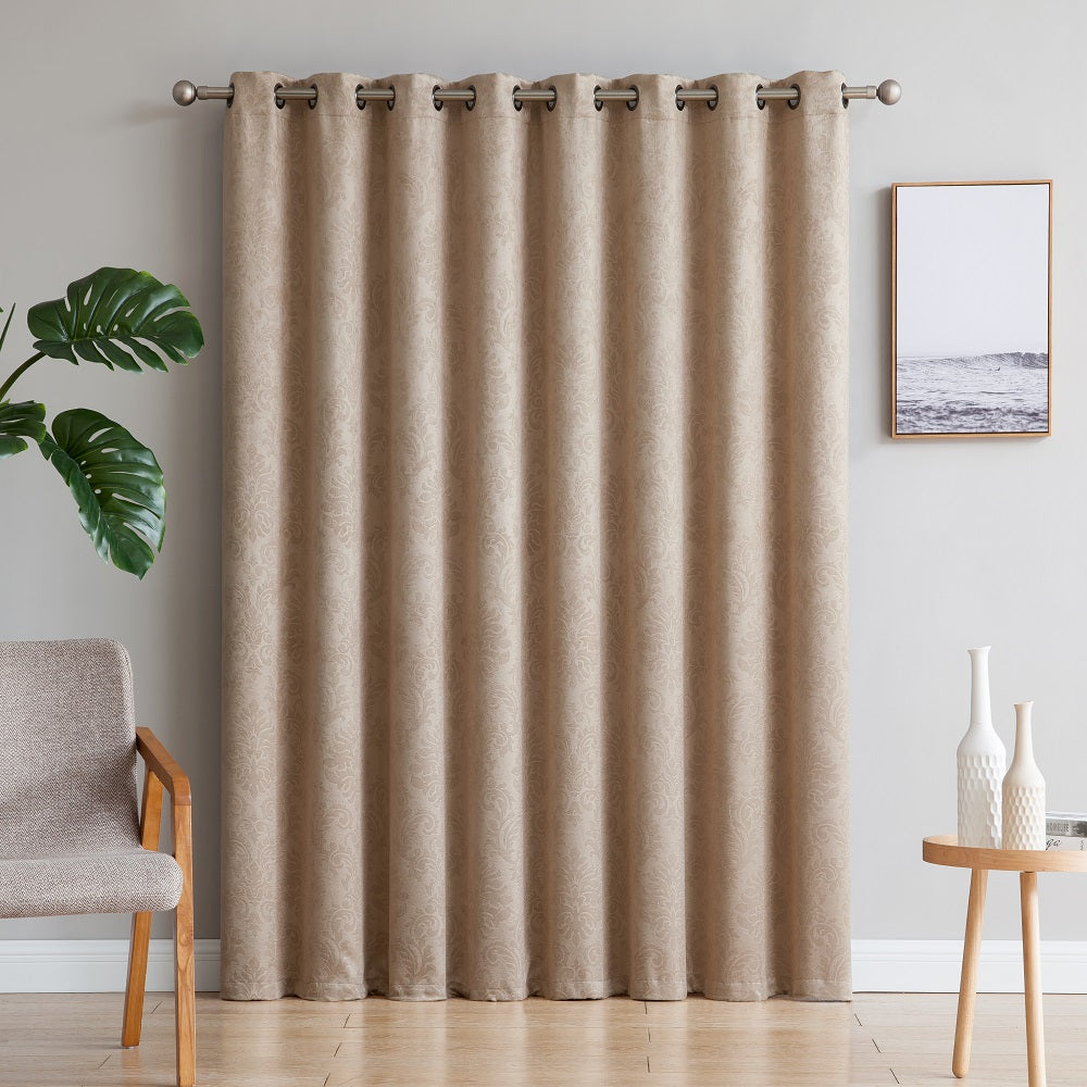 WARM HOME DESIGNS 1 Extra-Large Panel of Textured Patio Door Curtains. Insulated Blackout Sliding Door or Room Divider Drape with Embossed Damask Pattern.