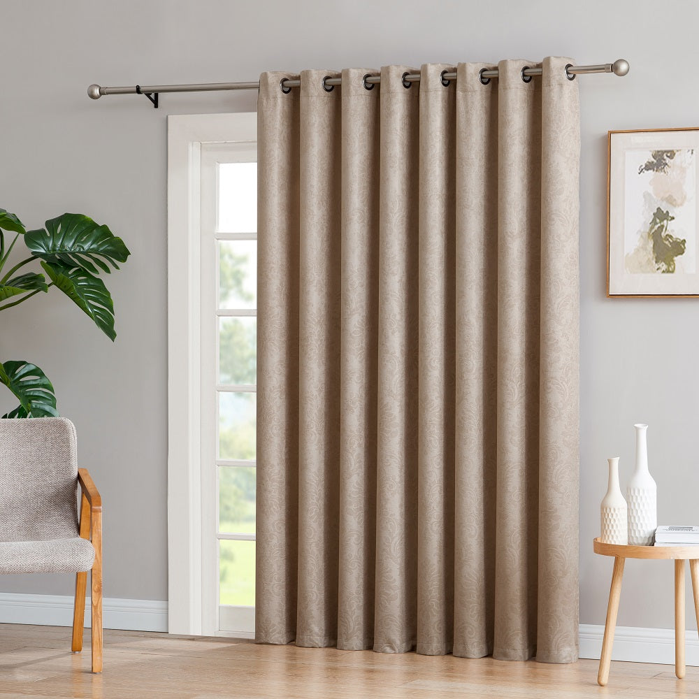 WARM HOME DESIGNS 1 Extra-Large Panel of Textured Patio Door Curtains. Insulated Blackout Sliding Door or Room Divider Drape with Embossed Damask Pattern.