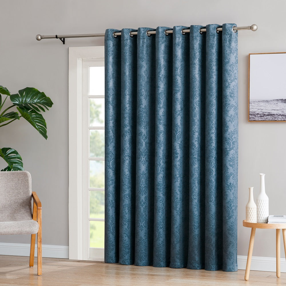 WARM HOME DESIGNS 1 Extra-Large Panel of Textured Patio Door Curtains. Insulated Blackout Sliding Door or Room Divider Drape with Embossed Damask Pattern.