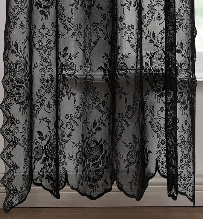 WARM HOME DESIGNS 3 Piece Lace Kitchen Curtains and Valances Set Includes 2 30" x 36" Kitchen Tiers & 54" x 22” Lace Valance with 6 Tassels. Bathroom or Kitchen Curtains Set.