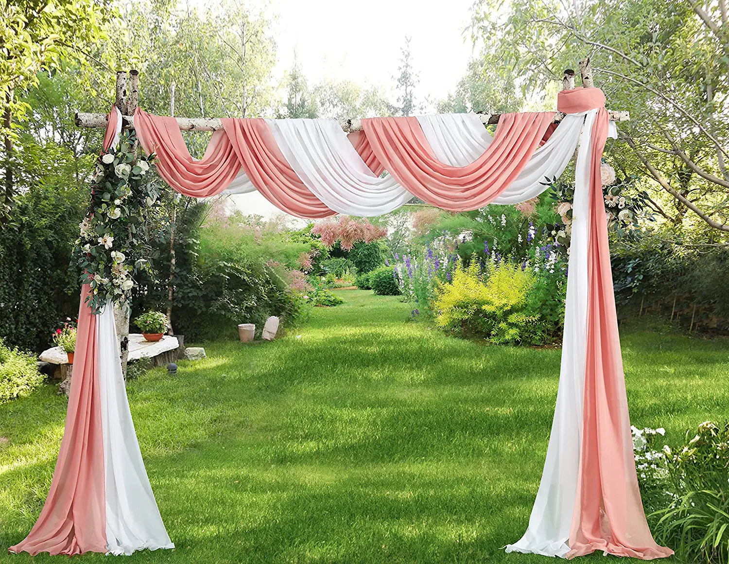 Rose Gold Wedding Arch Draping Fabric Chiffon Fabric Drapery Wedding  Decorations Photography Background Backdrop Curtain 